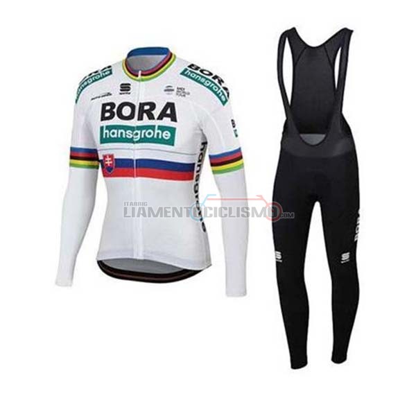 Abbigliamento Ciclismo UCI Mondo Campione Bora Manica Lunga 2020 Bianco